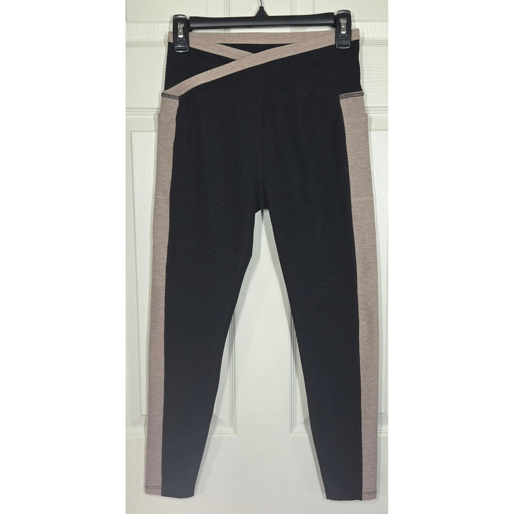 Beyond Yoga Spacedye On Block High Waisted Midi Leggings Black Tan Crossover M